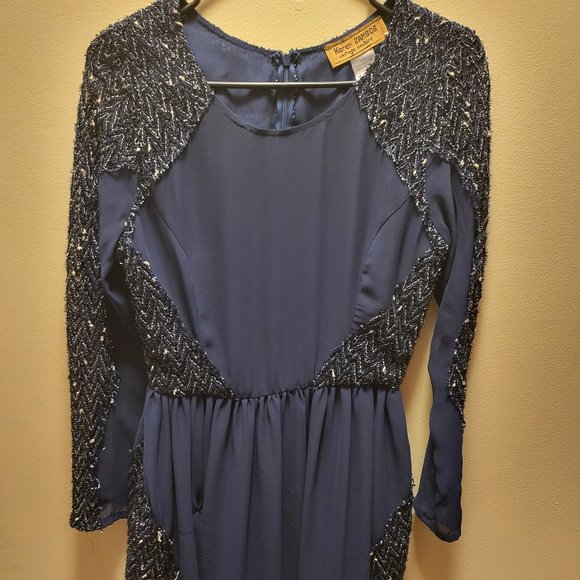 Vintage couture dark blue sparkle dress - Picture 1 of 3